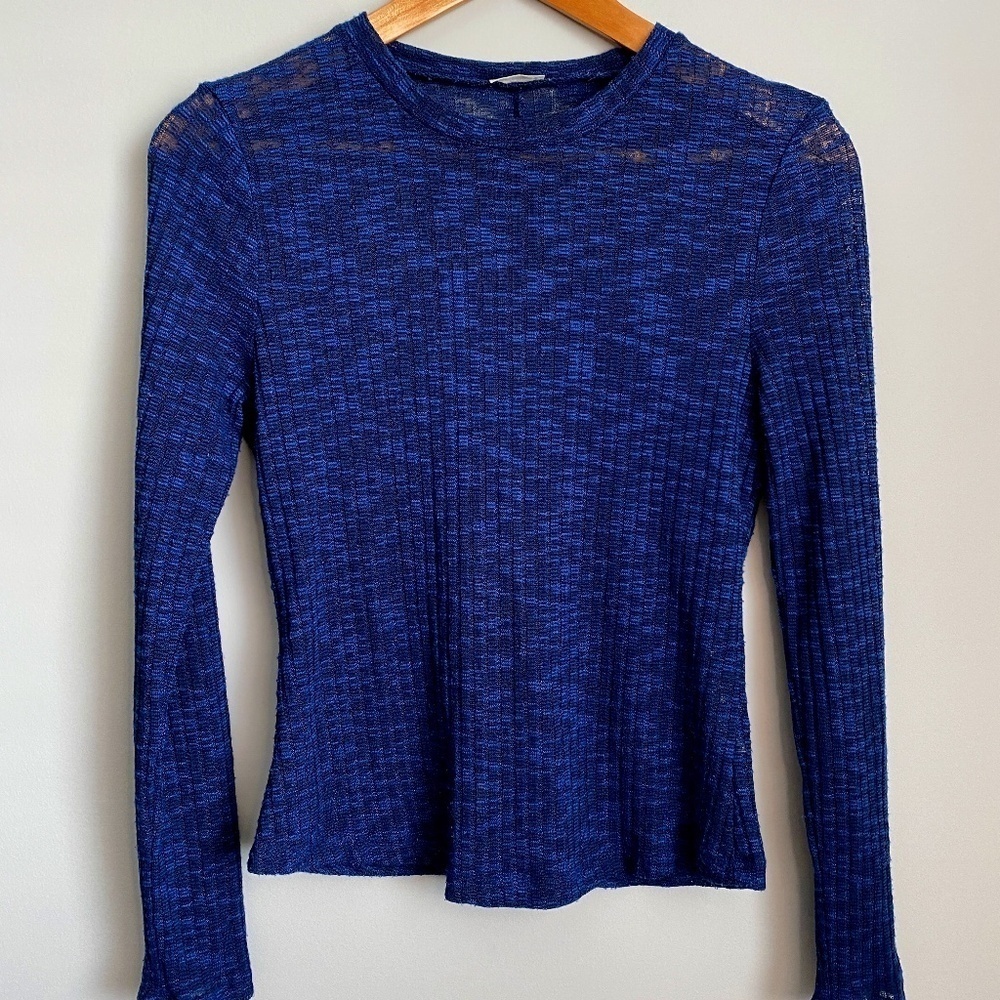 Free People Intimately Women's Blue Long‎ Sleeve See-Through Layering Top Medium